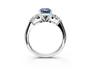 3 Stone Engagement Ring Setting for Fancy Blue Radiant Cut Center with Large Pear-Shaped Accents and Prong Head in Sterling Silver