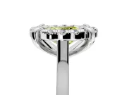 Single Halo Engagement Ring Setting for Fancy Yellow Oval Center with Corner Claws, Plain Band and Prong Head in Platinum