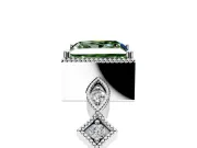 Milgrain Bezel Engagement Ring Setting for Fancy Green Princess Cut Center with Marquise Stations and Bezel Head in Sterling Silver