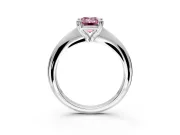 Solitaire Engagement Ring Setting for Fancy Pink Emerald Cut Center with Reverse Tapered Band and Prong Head in Sterling Silver