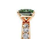 Solitaire Engagement Ring Setting for Fancy Green Radiant Cut Center with Channel-Set Accents and Prong Head in Rose Gold