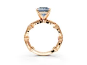 Solitaire Engagement Ring Setting for Fancy Blue Princess Cut Center with Marquise Panel Band and Prong Head in Rose Gold