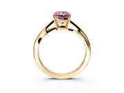 Solitaire Engagement Ring Setting for Fancy Pink Radiant Cut Center with Plain Bypass Twist Band and Prong Head in Yellow Gold