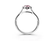 Solitaire Engagement Ring Setting for Fancy Pink Oval Center with V Split Shank and Bezel Head in Sterling Silver