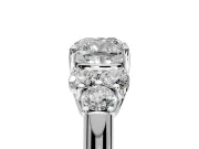 Cluster Engagement Ring Setting for Cushion Cut Center with Round Cut Accent Frame and Prong Head in Platinum