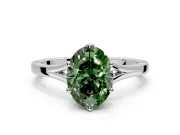 Solitaire Engagement Ring Setting for Fancy Green Oval Center with Plain Split Shank and Prong Head in Platinum