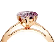 Solitaire Engagement Ring Setting for Fancy Pink Heart-Shaped Center with Basket Rail and Prong Head in Rose Gold