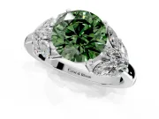 Leaf Cluster Engagement Ring Setting for Fancy Green Round Cut Center with Marquise Accents and Prong Head in Sterling Silver