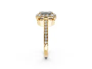 Floral Halo Engagement Ring Setting for Emerald Cut Center with Large Halo Accents and Prong Head in Yellow Gold