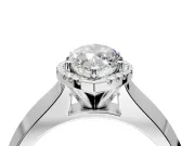 Halo Engagement Ring Setting for Marquise Center with Knife Ridge Cathedral Band and Prong Head in Platinum