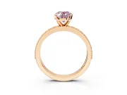 Milgrain Pave Engagement Ring Setting for Fancy Pink Oval Center with Accent Band and Prong Head in Rose Gold