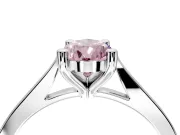 Solitaire Engagement Ring Setting for Fancy Pink Pear-Shaped Center with Tapered Shoulders and Prong Head in Sterling Silver