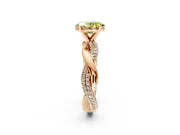 Solitaire Engagement Ring Setting for Fancy Yellow Oval Center with Pave and Plain Crossover and Basket Head in Rose Gold