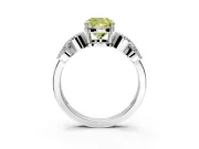 Leaf Engagement Ring Setting for Fancy Yellow Cushion Cut Center with Milgrain Accent Band and Prong Head in Sterling Silver