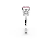 Floral Engagement Ring Setting for Fancy Pink Radiant Cut Center with Marquise Cluster Shoulders and Prong Head in White Gold