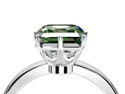 Solitaire Engagement Ring Setting for Fancy Green Asscher Cut Center with Plain Band and Tulip Prong Head in Sterling Silver