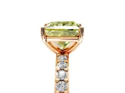 Solitaire Engagement Ring Setting for Fancy Yellow Princess Cut Center with Round Cut Pave Band and Prong Head in Rose Gold