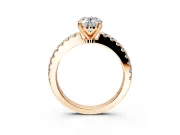 Solitaire Engagement Ring Setting for Oval Center with Single Row Accent Band and Prong Head in Rose Gold