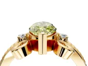 Solitaire Engagement Ring Setting for Fancy Yellow Marquise Center with Twisted Band and Scroll Prong Head in Yellow Gold
