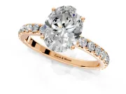 Solitaire Engagement Ring Setting for Oval Center with Large Accent Band and Prong Head in Rose Gold