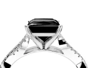 Solitaire Engagement Ring Setting for Fancy Black Princess Cut Center with Twisted Pave Split Shank and Prong Head in Platinum