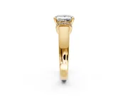 Solitaire Engagement Ring Setting for Princess Cut Center with Wide Band, Pave Collar and Prong Head in Yellow Gold