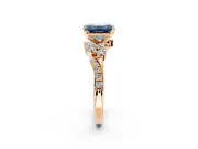 Solitaire Engagement Ring Setting for Fancy Blue Emerald Cut Center with Marquise Accent Twist Band and Prong Head in Rose Gold