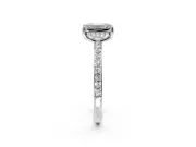 Solitaire Engagement Ring Setting for Emerald Cut Center with Fine Pave Band and Prong Head in Platinum