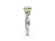 Solitaire Engagement Ring Setting for Fancy Yellow Princess Cut Center with Half-Pave Crossover Band and Prong Head in Platinum