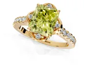 Floral Engagement Ring Setting for Fancy Yellow Radiant Cut Center with Pave Band and Floral Prong Head in Yellow Gold
