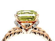 Halo Engagement Ring Setting for Fancy Yellow Asscher Cut Center with Rope Twist Split Shank and Prong Head in Rose Gold