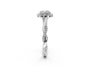 Halo Engagement Ring Setting for Cushion Cut Center with Twist Band and Prong Head in Sterling Silver