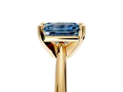 Solitaire Engagement Ring Setting for Fancy Blue Emerald Cut Center with Knife Ridge Band and Claw Prong Head in Yellow Gold