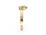 Solitaire Engagement Ring Setting for Fancy Yellow Pear-Shaped Center with Carved Leaf Shoulders and Prong Head in Yellow Gold