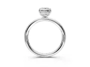 Low-Set Solitaire Engagement Ring Setting for Princess Cut Center with Thin Plain Band and Prong Head in Platinum