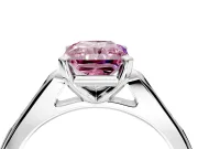 Solitaire Engagement Ring Setting for Fancy Pink Radiant Cut Center with Channel Accents and Prong Head in Sterling Silver