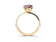 Solitaire Engagement Ring Setting for Fancy Pink Heart-Shaped Center with Pave Accents and Prong Head in Yellow Gold