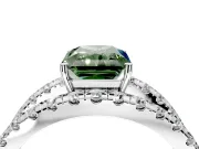 Solitaire Engagement Ring Setting for Fancy Green Radiant Cut Center with Wide-Open Split Shank and Prong Head in Sterling Silver