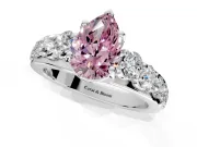 Solitaire Engagement Ring Setting for Fancy Pink Pear-Shaped Center with Graduated Shared Prongs and Prong Head in Sterling Silver