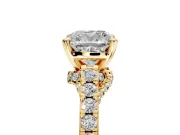 Solitaire Engagement Ring Setting for Cushion Cut Center with Crossover Accents and Prong Head in Yellow Gold