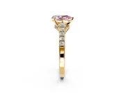 Solitaire Engagement Ring Setting for Fancy Pink Pear-Shaped Center with Crossover Accents and Prong Head in Yellow Gold