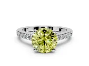 Solitaire Engagement Ring Setting for Fancy Yellow Round Cut Center with Crossover Accents and Prong Head in Sterling Silver