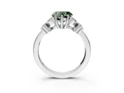 Floral Engagement Ring Setting for Fancy Green Heart-Shaped Center with Marquise Cluster Shoulders and Prong Head in White Gold