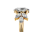 Floral Cluster Engagement Ring Setting for Oval Center with Marquise Accents and Prong Head in Yellow Gold