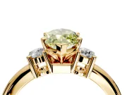 3 Stone Engagement Ring Setting for Fancy Yellow Marquise Center with Wide Plain Band and Prong Head in Yellow Gold