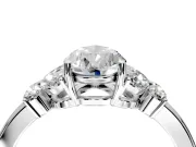 Solitaire Engagement Ring Setting for Pear-Shaped Center with Marquise Flower Shoulders and Prong Head in White Gold