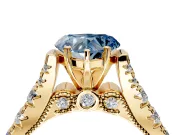 Solitaire Engagement Ring Setting for Fancy Blue Heart-Shaped Center with Pave Cathedral Shoulders and Prong Head in Yellow Gold