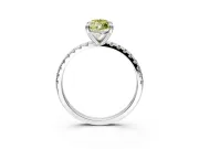 Solitaire Engagement Ring Setting for Fancy Yellow Marquise Center with Fine Pave Narrow Band and Prong Head in White Gold