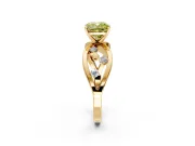 Solitaire Engagement Ring Setting for Fancy Yellow Cushion Cut Center with Criss-Cross Accent Band and Prong Head in Yellow Gold