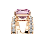 Solitaire Engagement Ring Setting for Fancy Pink Asscher Cut Center with Wide-Open Split Shank and Prong Head in Rose Gold